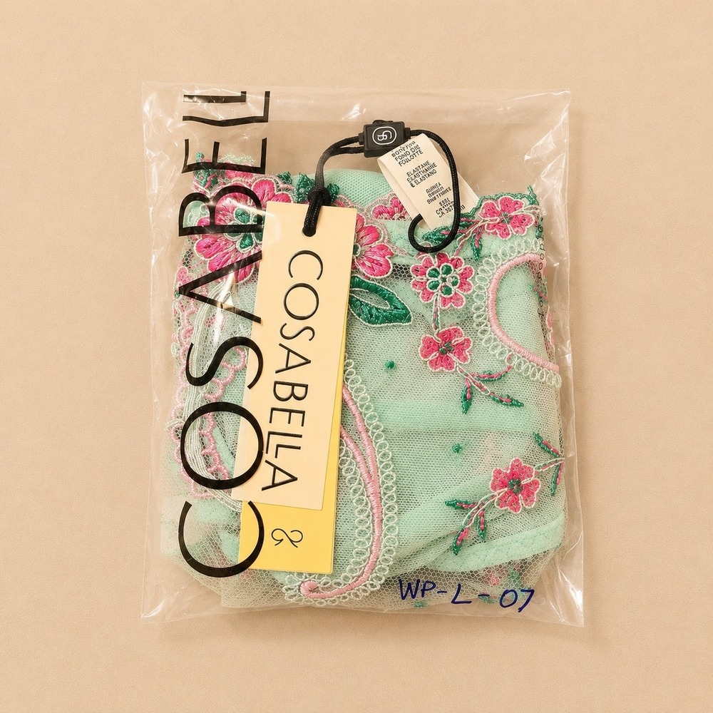 COSABELLA Sanika Embroidered Floral Thong Addy Green / NWT - Size L - Picture 6 of 8